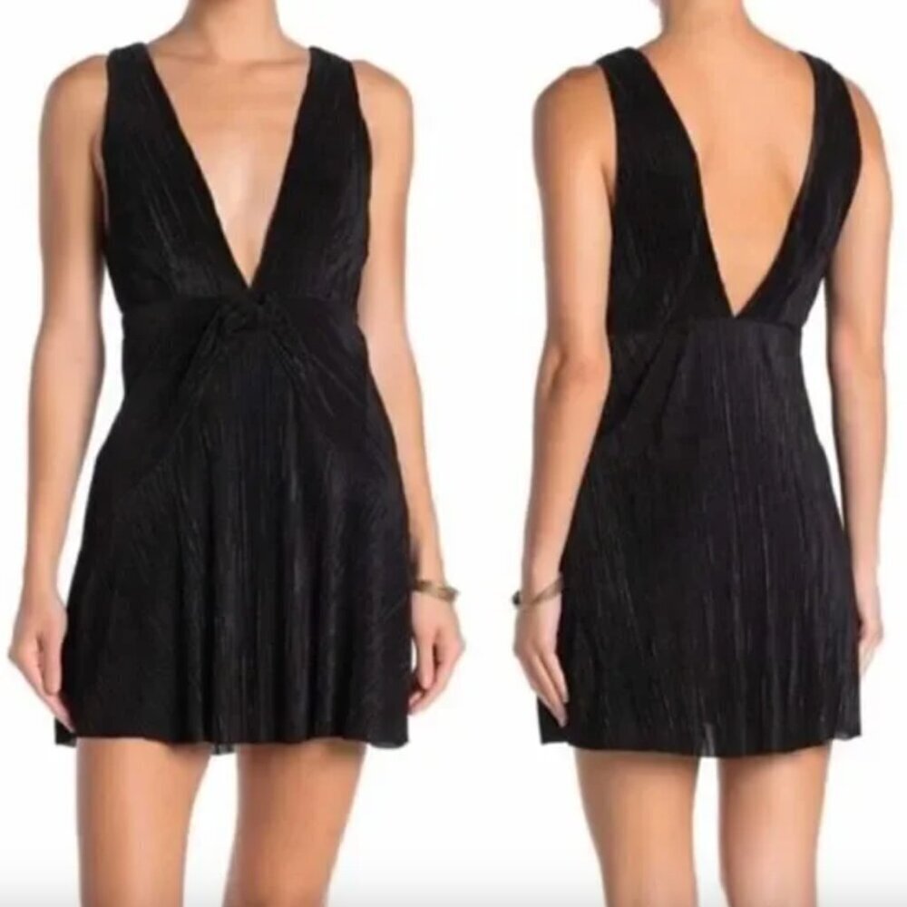 Free People Black Pleated Twist And Shout Mini Dress 4 - Picture 5 of 9